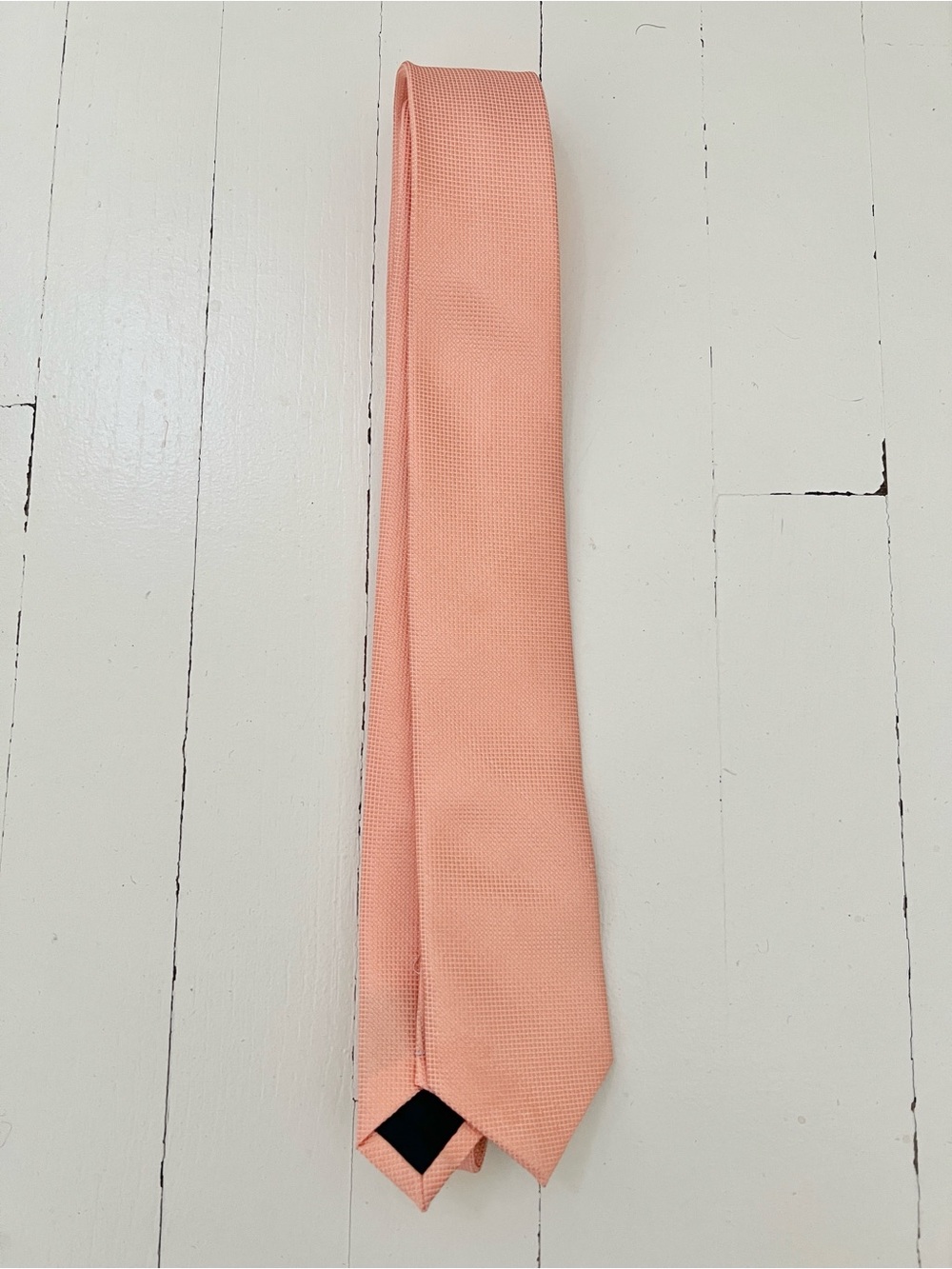 Kai Long Peach Solid Textured Tie